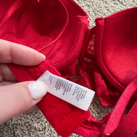 Marilyn Monroe Longline Padded Underwire Bra w/ Red Lace Women's Size 34C - Picture 7 of 7